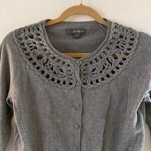 Twenty one vintage - first line by forever 21 made.  Grey crochet  lace cardigan